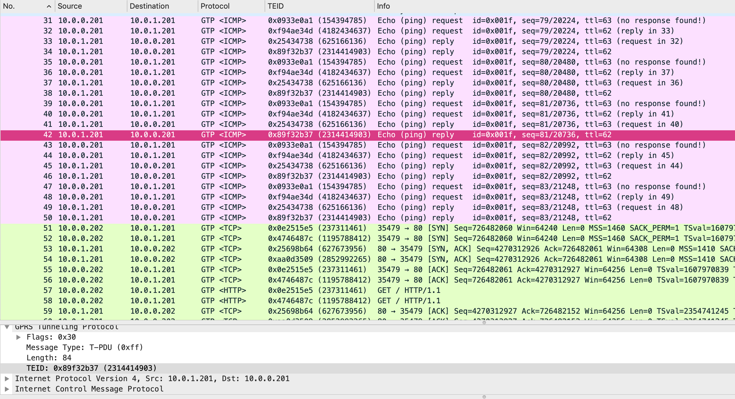 GTPv1-U packets